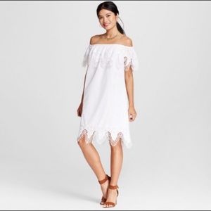 Merona off the shoulder white dress with detail